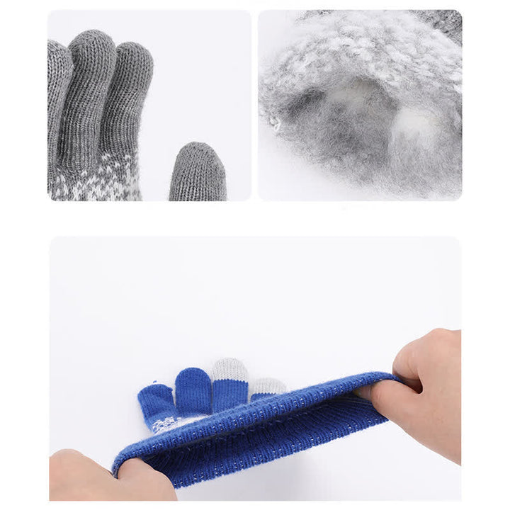 Two-Tone Gradient Color Speckled Patterned Knitted Gloves - image 3