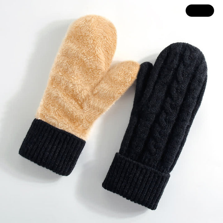 Fleece Lined Full Finger Cold Weather Knitted Gloves - Black - Style #3 - image 19