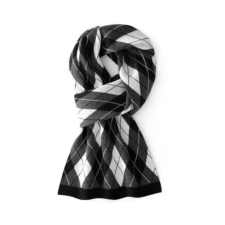 Men's Sophisticated Argyle Patterned Business Scarf - Gray & Black - image 5