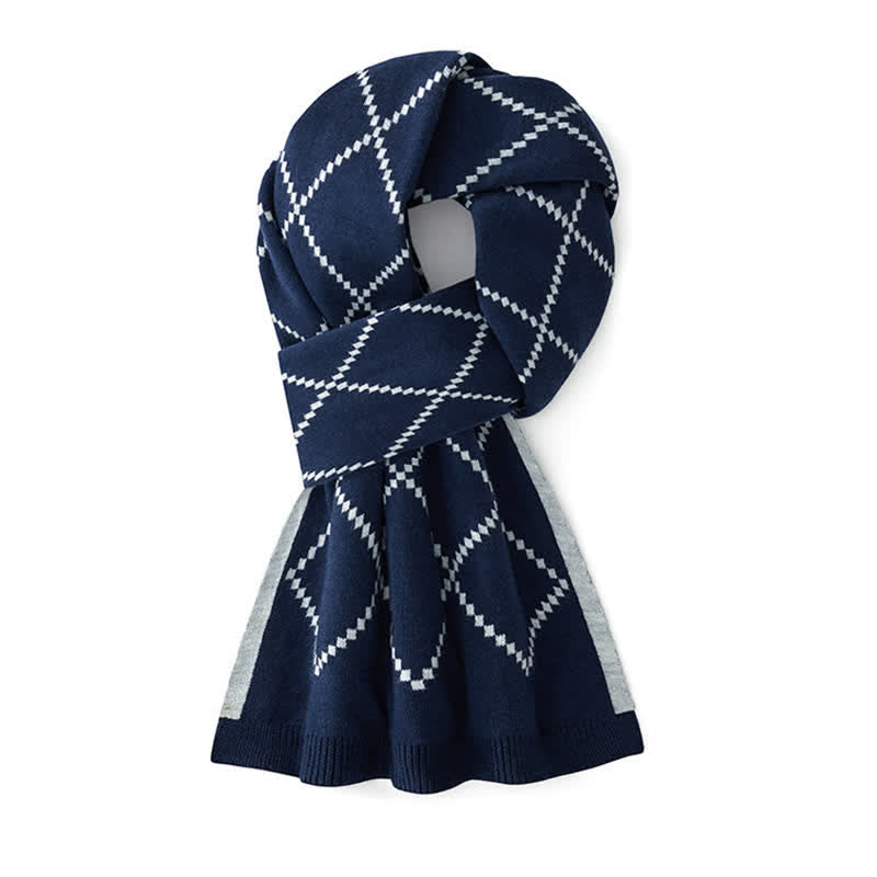Men's Corporate Elegance Diamond Pattern Business Scarf - Navy - image 0
