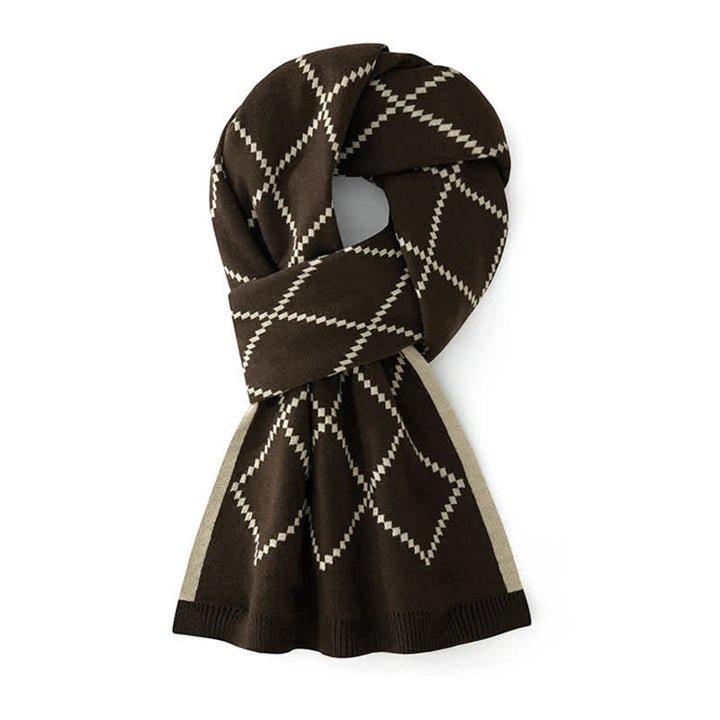 Men's Corporate Elegance Diamond Pattern Business Scarf - Coffee - image 9