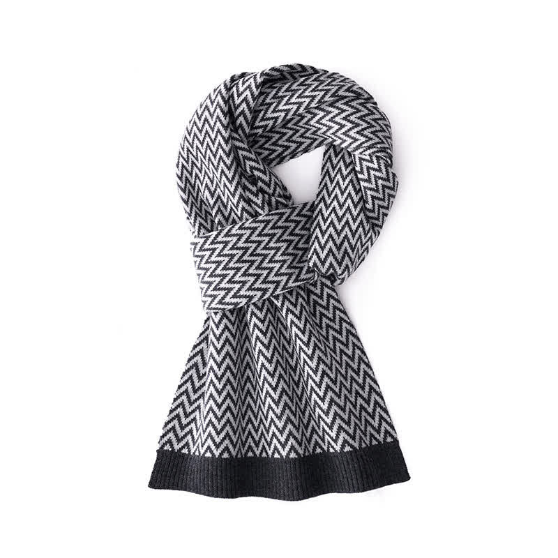 Men's Chevron Pattern Sleek Business Scarf - Black - image 2