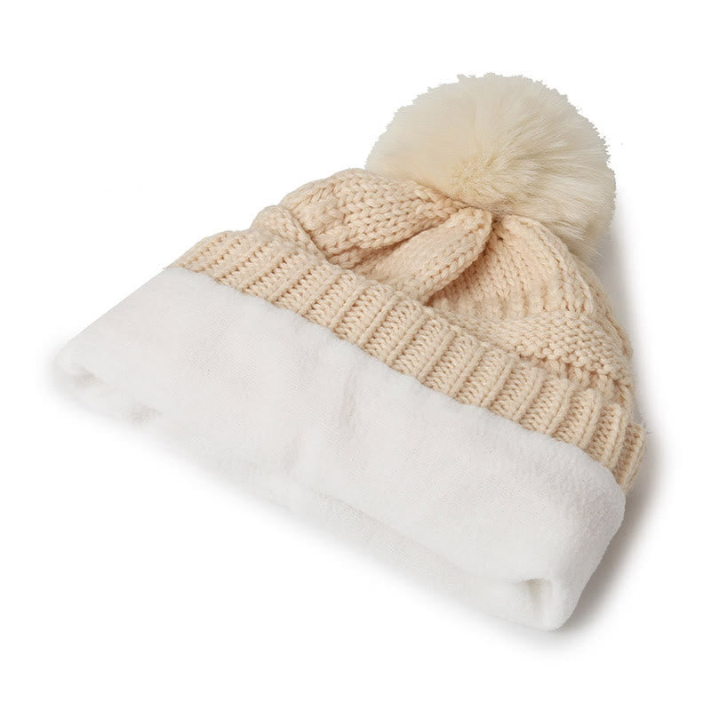 Women's Winter Keep Warm Knitted Beanie Hat With Hairball - image 3