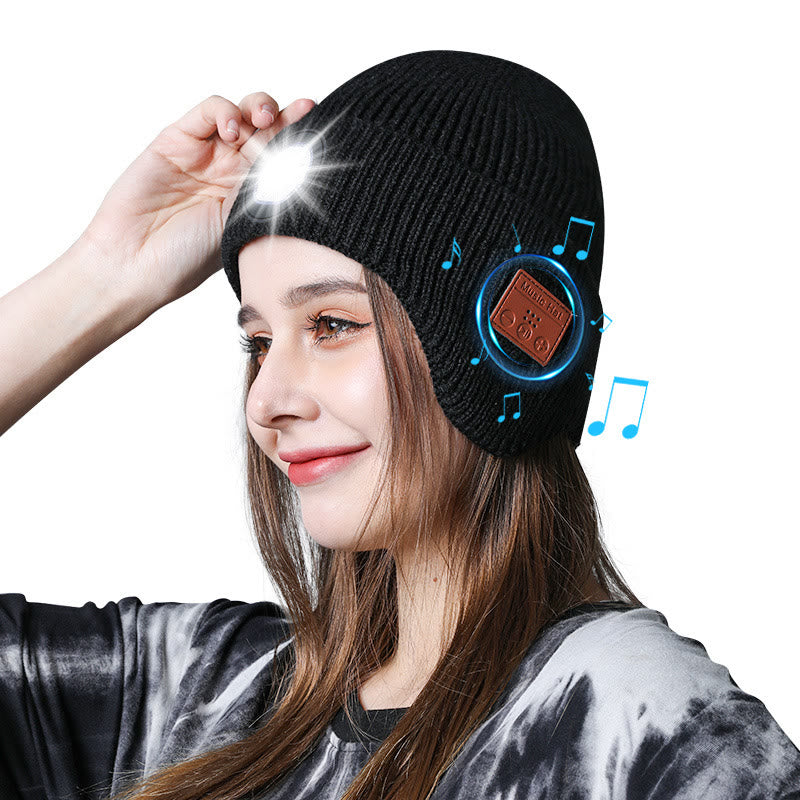 Winter Bluetooth Music Lighting Knitted Beanie Hat Detachable - image 1