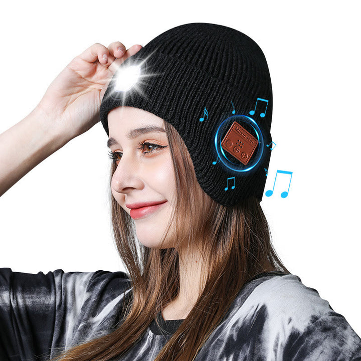 Winter Bluetooth Music Lighting Knitted Beanie Hat Detachable - image 1
