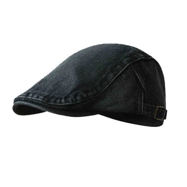 Classic Denim Adjustable Flat Cap Beret Cap - Black - Adjustable (about 21 5/8"-23 1/4") - image 11