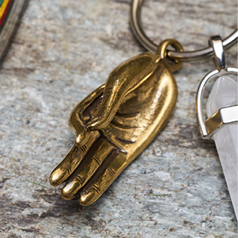 Colorful Brass Folding Knife Buddha Hand & Redstone Necklace - image 10