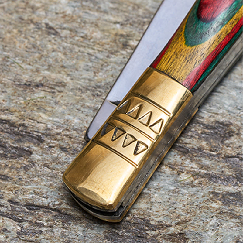 Colorful Handle Outdoor Folding Knife White Crystal Buddha Hand Necklace - image 6