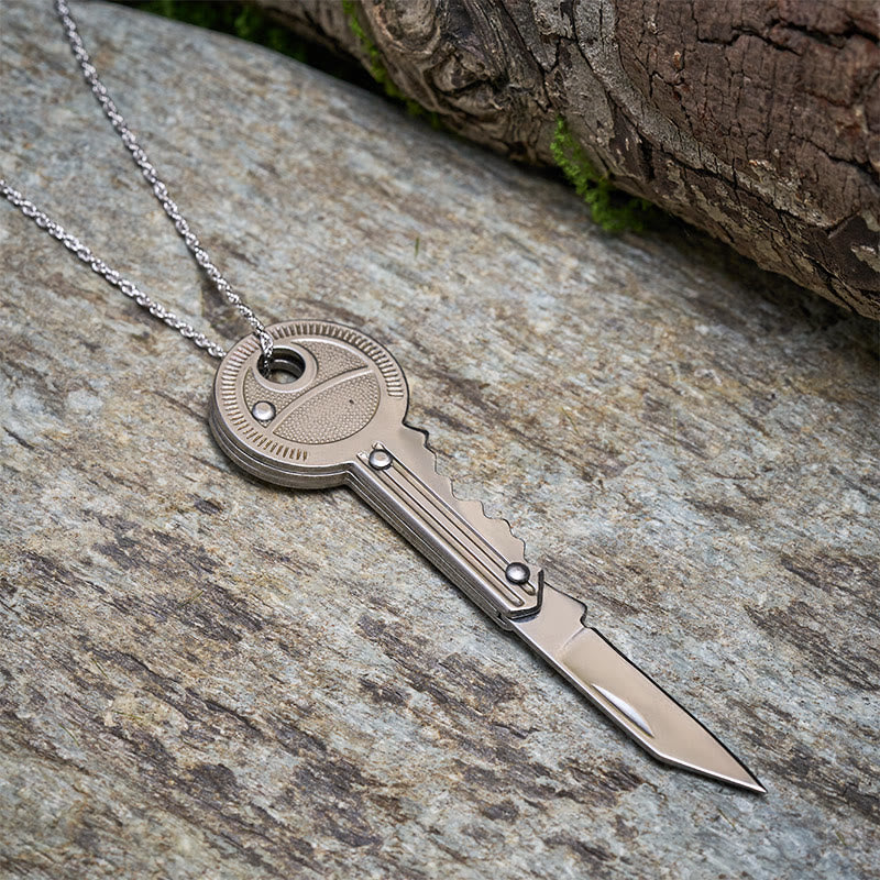 Practical Folding Knife Keychain Sliver Necklace - image 4