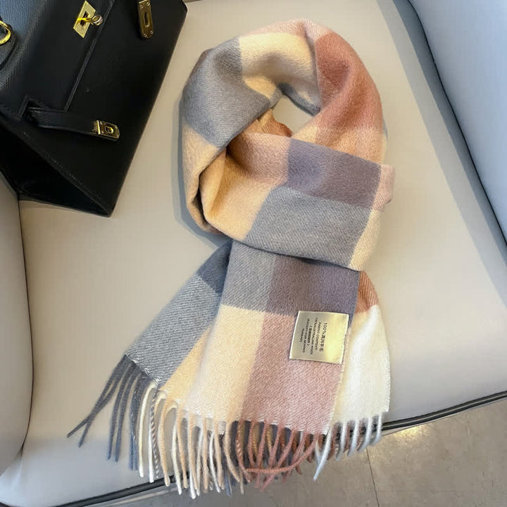 Unisex Check Pattern Warm Wool Scarf With Tassels - #23 - image 27