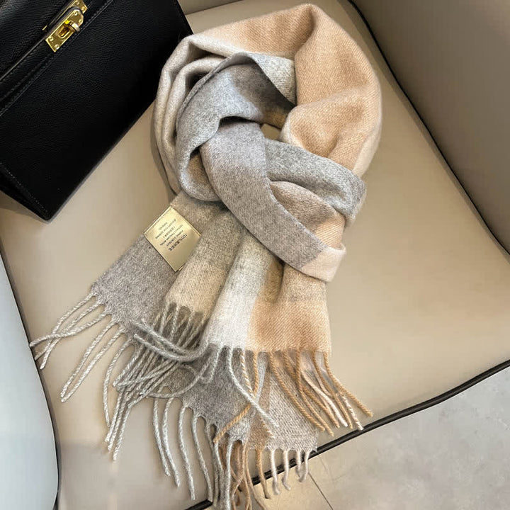 Unisex Check Pattern Warm Wool Scarf With Tassels - #13 - image 17