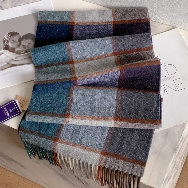 Unisex Check Pattern Warm Wool Scarf With Tassels - #38 - image 42