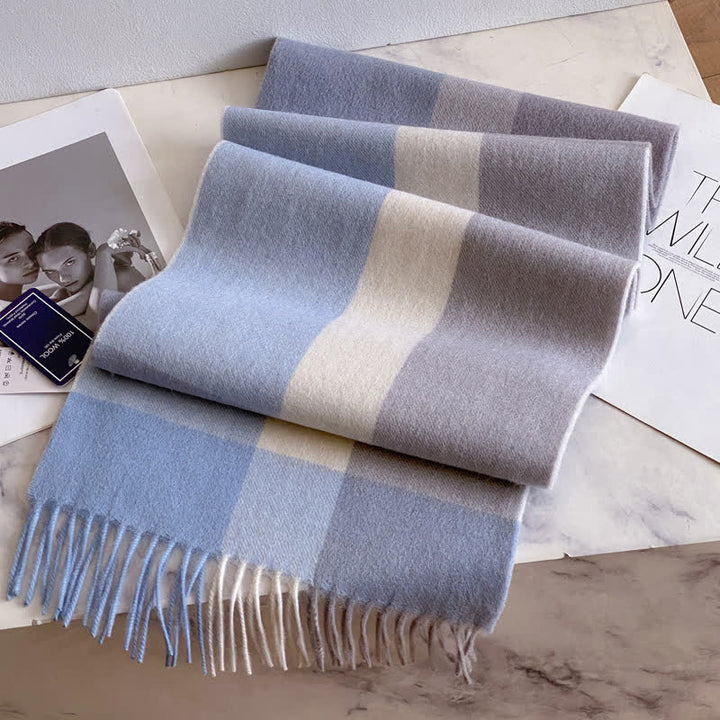 Unisex Check Pattern Warm Wool Scarf With Tassels - #55 - image 59