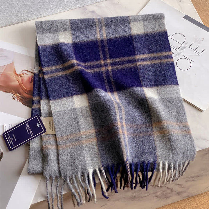 Unisex Check Pattern Warm Wool Scarf With Tassels - #48 - image 52
