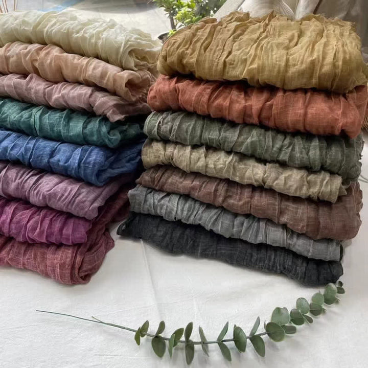 Chic Wrinkles Textured Four Seasons Cotton Linen Scarf - image 0