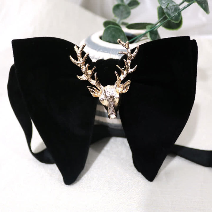 Christmas Deer Metal Decor Velvet Oversized Pointed Bow Tie - image 2