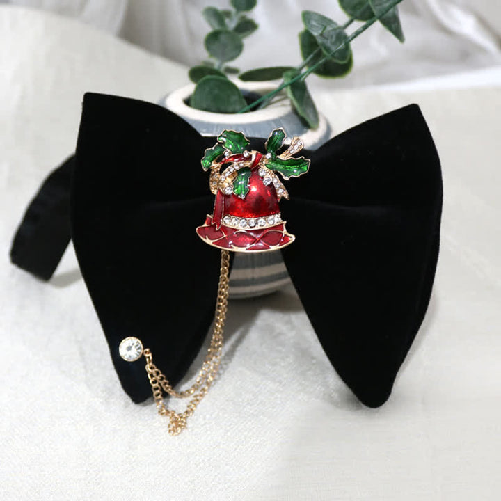 Christmas Deer Metal Decor Velvet Oversized Pointed Bow Tie - Bell - image 4