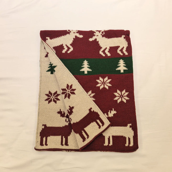 Women's Snowflake Deer Christmas Winter Knitted Scarf - image 1