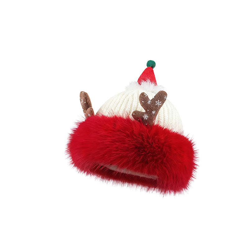 Women's Winter Christmas Antlers Keep Warm Plush Hat - Style #2 - M(22"-22 7/8") - image 5