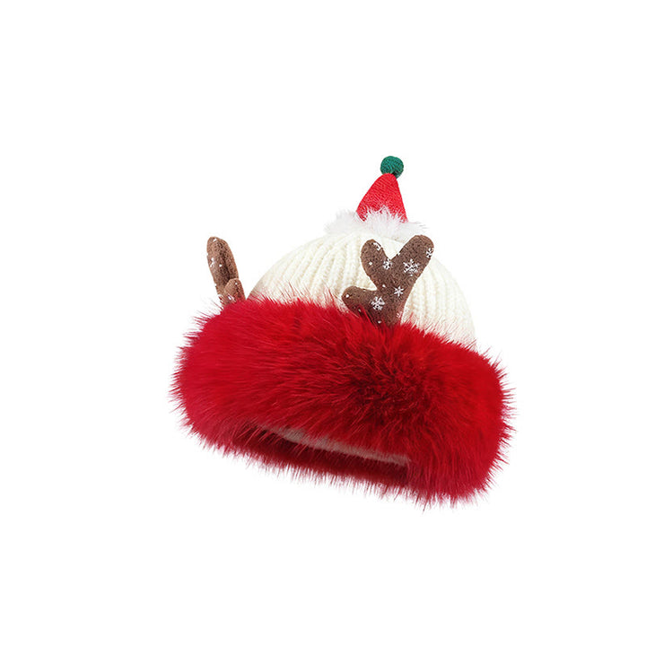 Women's Winter Christmas Antlers Keep Warm Plush Hat - Style #2 - M(22"-22 7/8") - image 5
