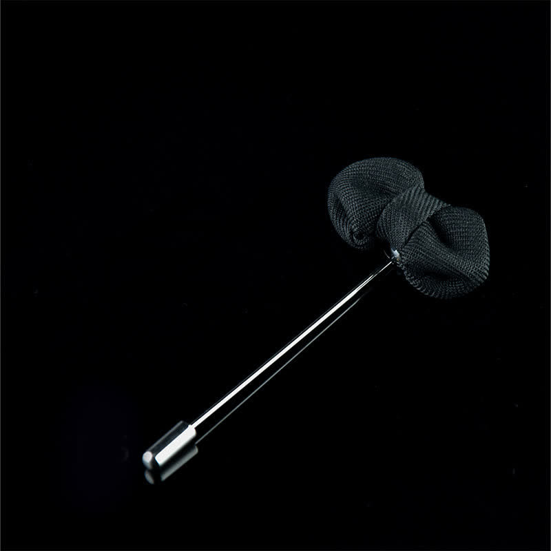 Men's Wedding Pointed Bow Tie Shape Cloth Lapel Pin - Black - image 10