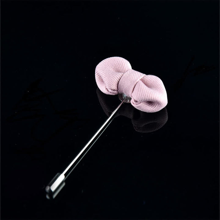 Men's Wedding Pointed Bow Tie Shape Cloth Lapel Pin - Pink - image 16