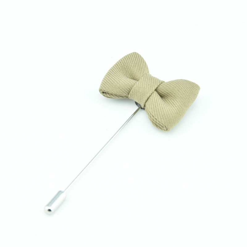 Men's Wedding Boutonniere Bow Tie Shape Cloth Lapel Pin - Khaki - image 19