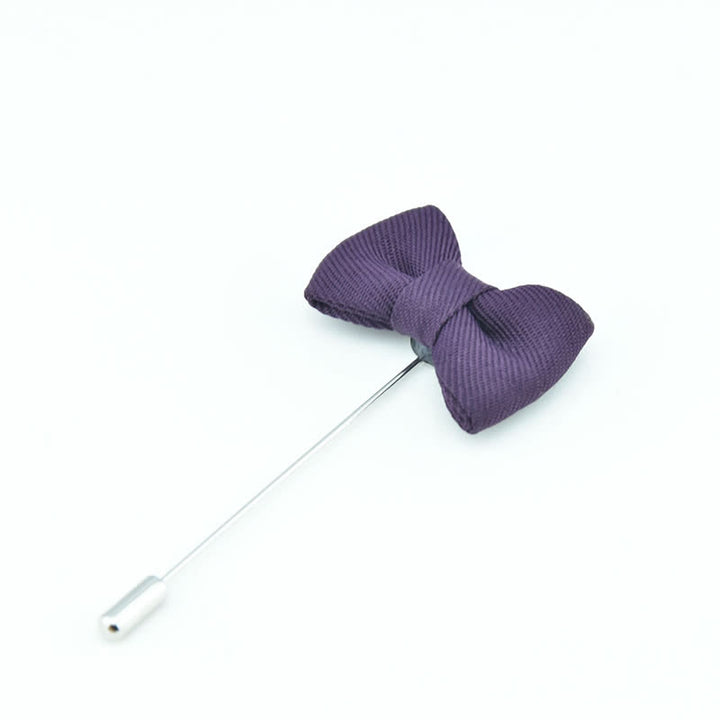 Men's Wedding Boutonniere Bow Tie Shape Cloth Lapel Pin - Purple - image 12