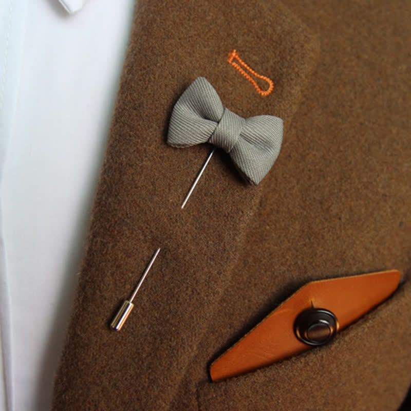 Men's Wedding Boutonniere Bow Tie Shape Cloth Lapel Pin - image 3