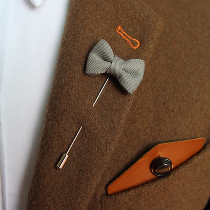 Men's Wedding Boutonniere Bow Tie Shape Cloth Lapel Pin - image 3
