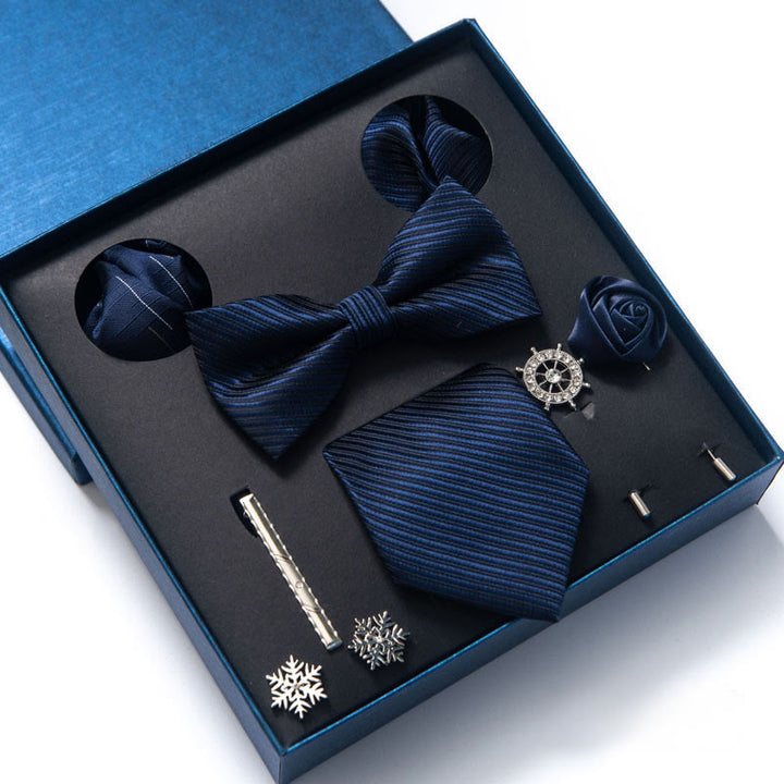 8Pcs Bow Tie Pocket Square Brooch Necktie Set - Style #3 - image 4