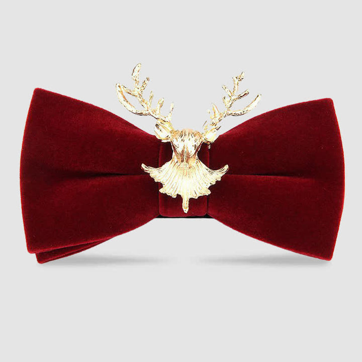 Deer Head Metal Decor Festive Holiday Bow Tie - Wine Red - image 4