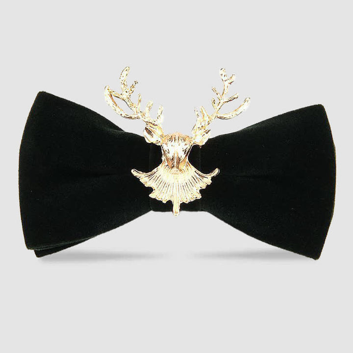 Deer Head Metal Decor Festive Holiday Bow Tie - Dark Green - image 11