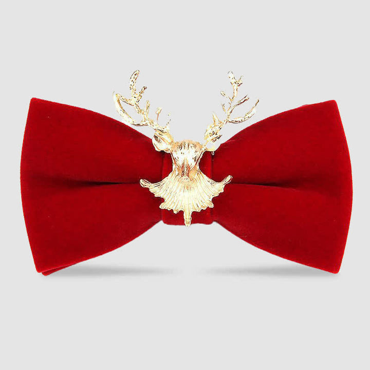 Deer Head Metal Decor Festive Holiday Bow Tie - Red - image 2