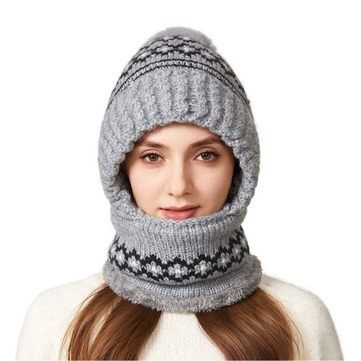 3 In 1 Ethnic Jacquard Knitted Beanie Hat With Scarf And Mask - image 14