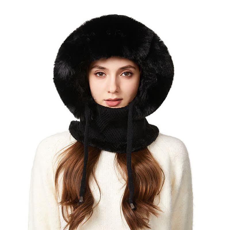 3 In 1 Plush Twill Weave Knitted Beanie Hat With Scarf And Mask - image 5