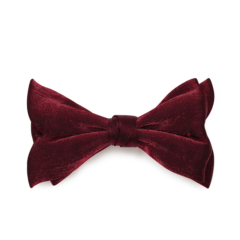 Men's Gentleman Fish Tail Shaped Solid Color Bow Tie - Style #1 - Red - image 0