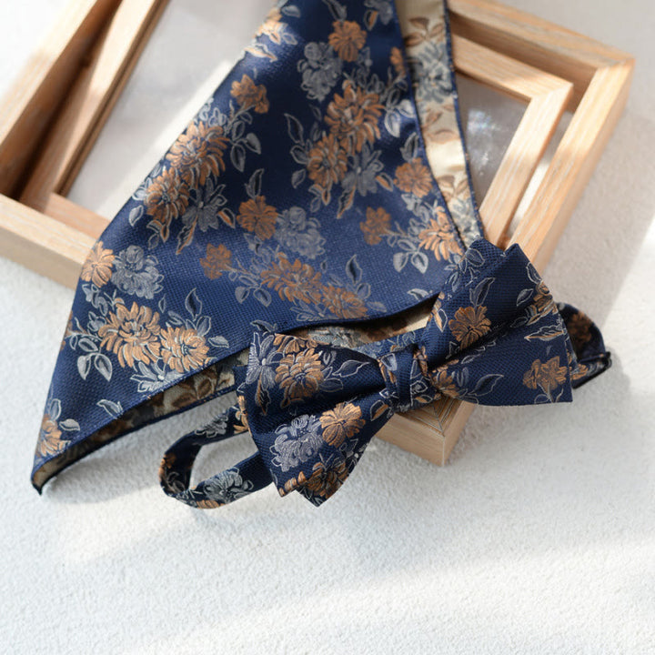 5Pcs Men's Blue Flower Pattern Bow Ties Gift Box - image 2