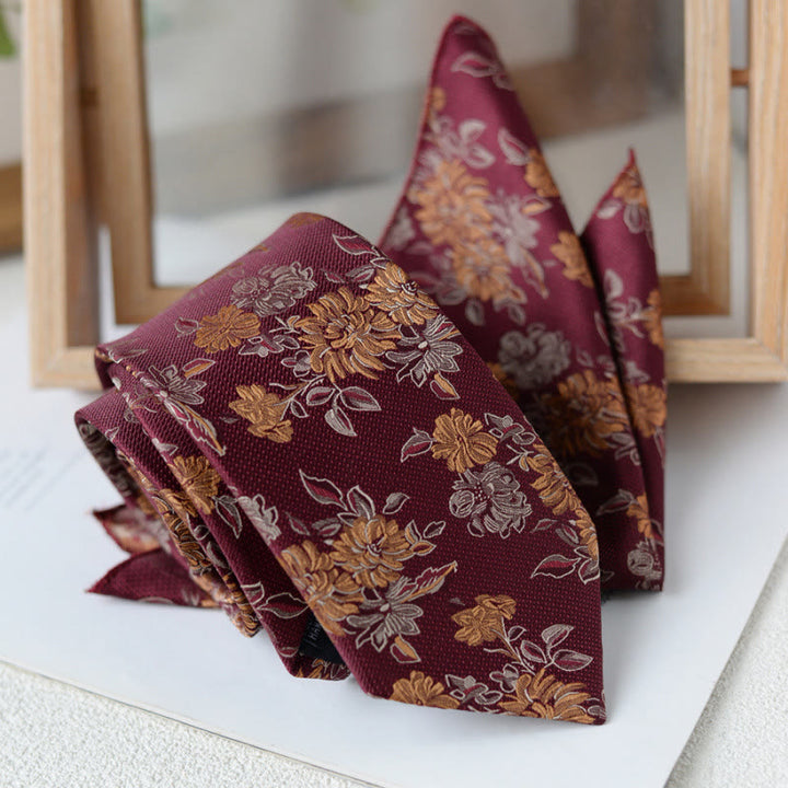 5Pcs Men's Burgundy Flower Pattern Bow Ties Gift Box - image 2