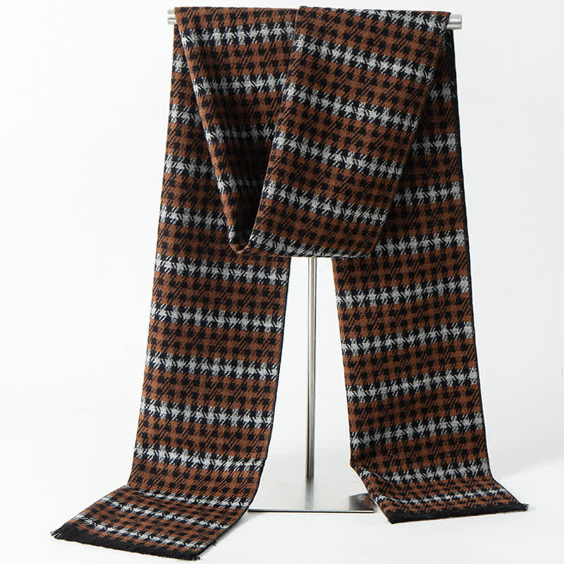 Men's British Style Checked Pattern Warm Long Scarf - Style #4 - image 6