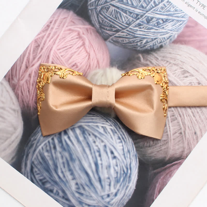 Styilsh Gilded Accent Wedding Bow Tie - Champagne - image 1