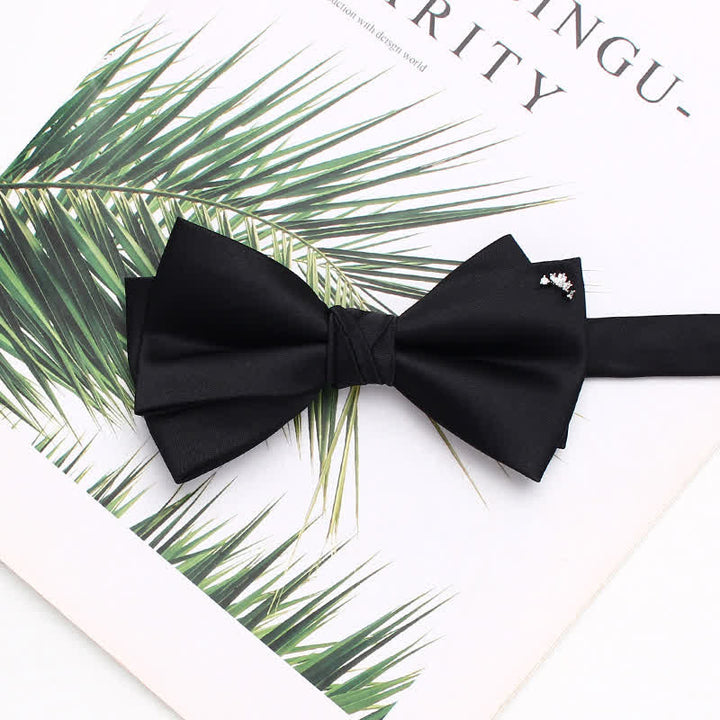 Elegant Metallic Accents Black Double Layers Bow Tie - Style #6 - image 9