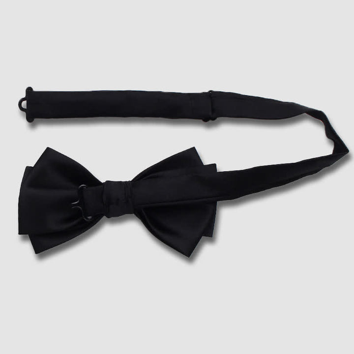 Elegant Metallic Accents Black Double Layers Bow Tie - image 3