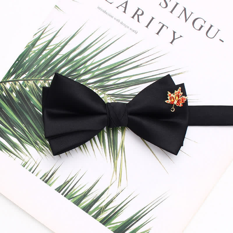 Elegant Metallic Accents Black Double Layers Bow Tie - Style #10 - image 13