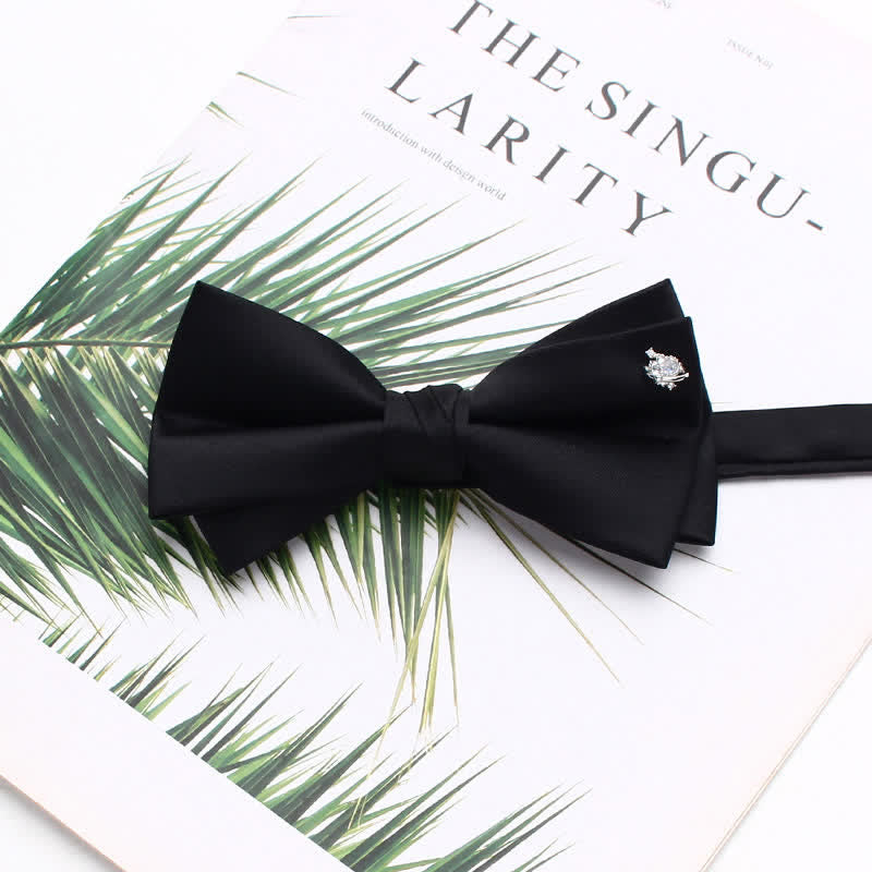 Elegant Metallic Accents Black Double Layers Bow Tie - Style #8 - image 11