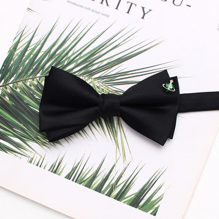 Elegant Metallic Accents Black Double Layers Bow Tie - Style #5 - image 8