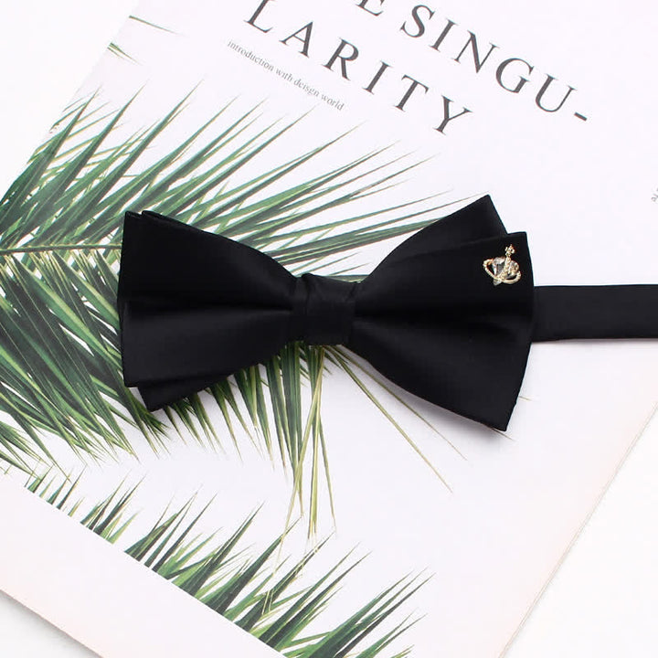 Elegant Metallic Accents Black Double Layers Bow Tie - Style #4 - image 7