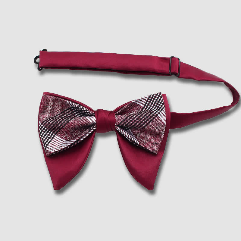 Formal Plaid Striped Double Layers Oversized Pointed Bow Tie - image 3