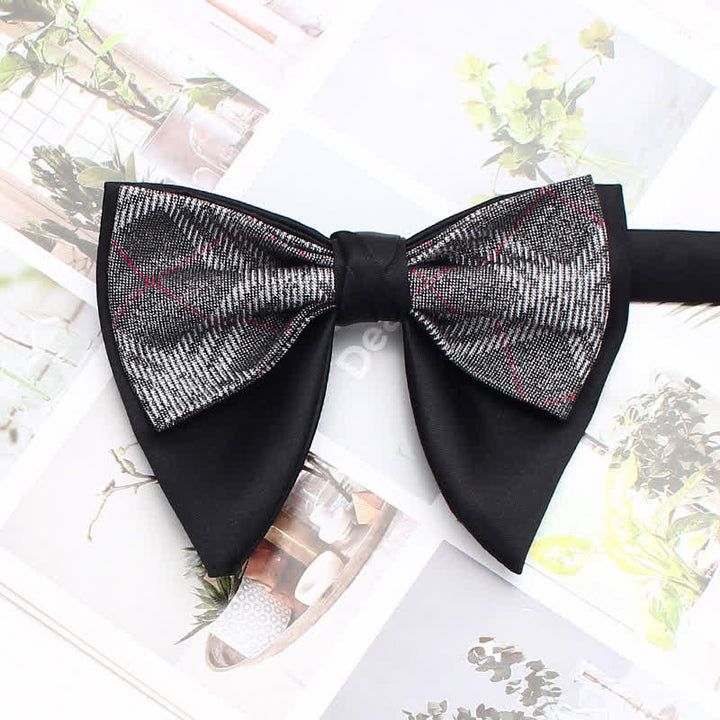 Formal Plaid Striped Double Layers Oversized Pointed Bow Tie - Style #15 - image 20