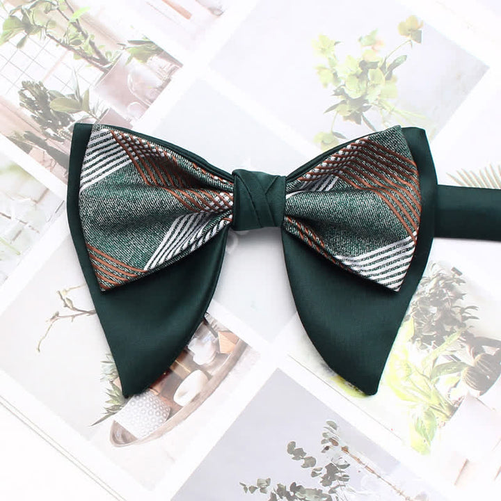 Formal Plaid Striped Double Layers Oversized Pointed Bow Tie - Style #3 - image 8